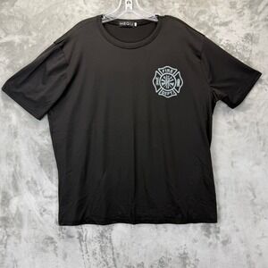 HEQU Mens Black Fire Dept Thin Red Line American Flag Graphic T-Shirt XL
